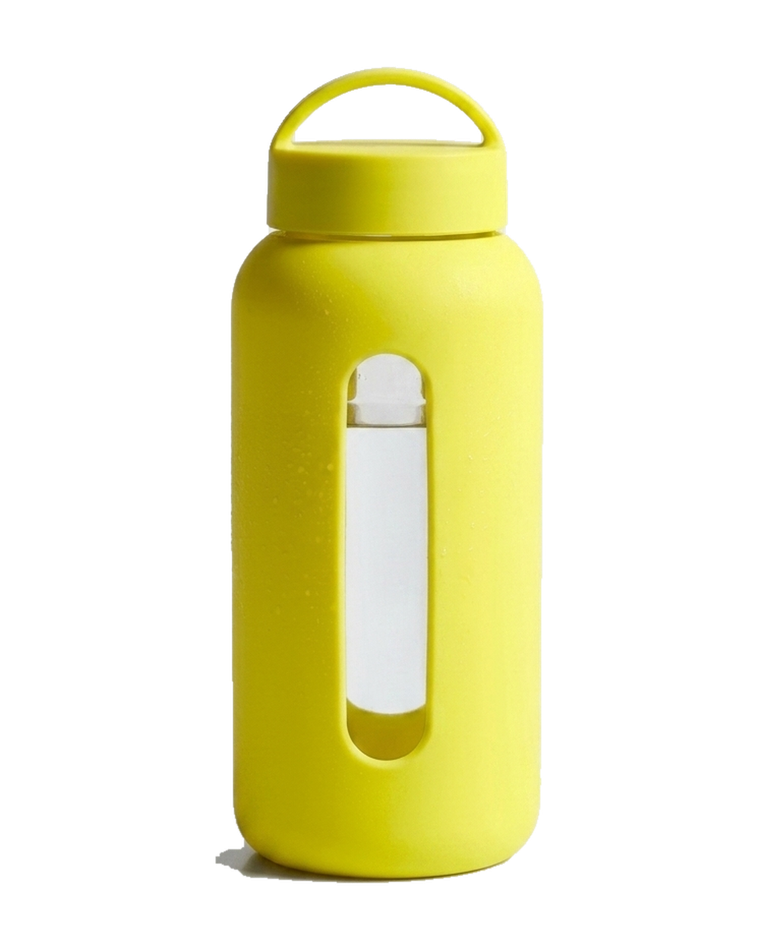 Bevu 600, gourde en verre avec manchon en silicone, coloris Limonade, bouchon avec anse