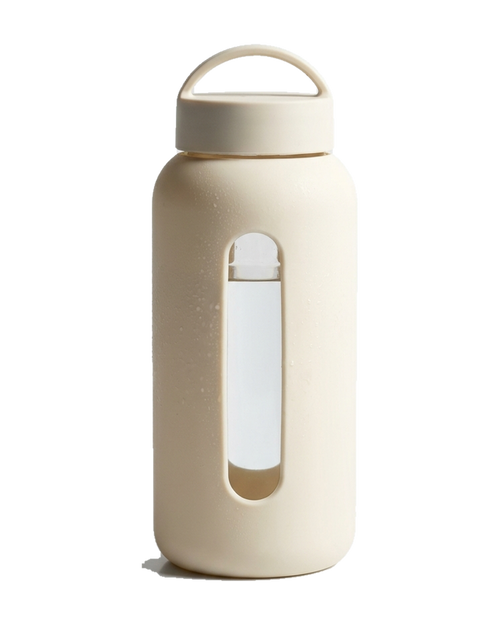Bevu 600, gourde en verre avec manchon en silicone, coloris Chantilly, bouchon avec anse