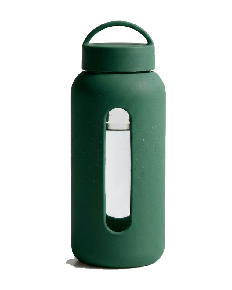 Bevu 600, gourde en verre avec manchon en silicone, coloris Matcha, bouchon avec anse