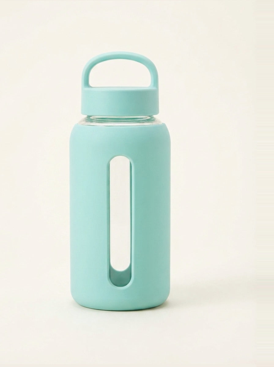 Gourde Bevu 600 ml manchon silicone mat bleu lagon, sans graduation