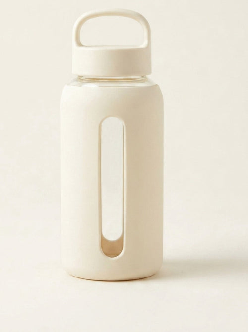 Gourde Bevu 600 ml verre borosilicate manchon silicone mat écru, sans graduation
