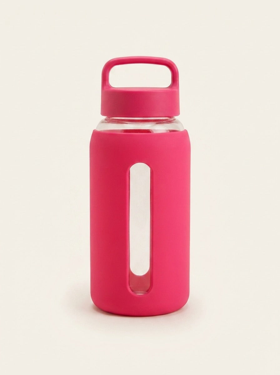 Gourde Bevu 600 ml manchon silicone mat rose vif, sans graduation