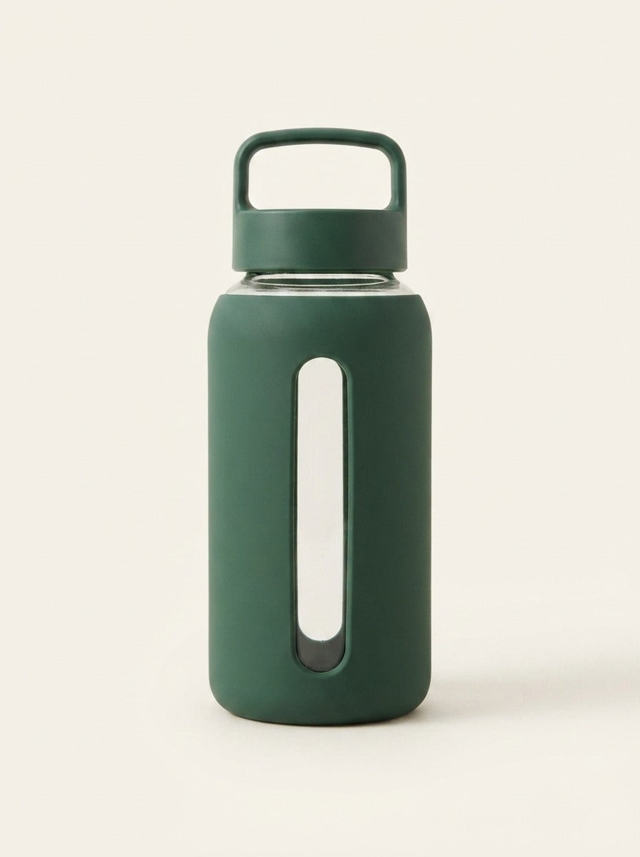 Gourde Bevu 600 ml manchon silicone mat vert, sans graduation
