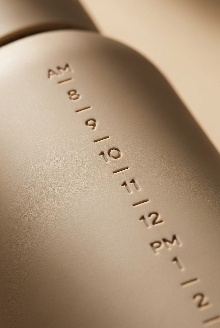 Macro de la graduation horaire gravée dans le manchon