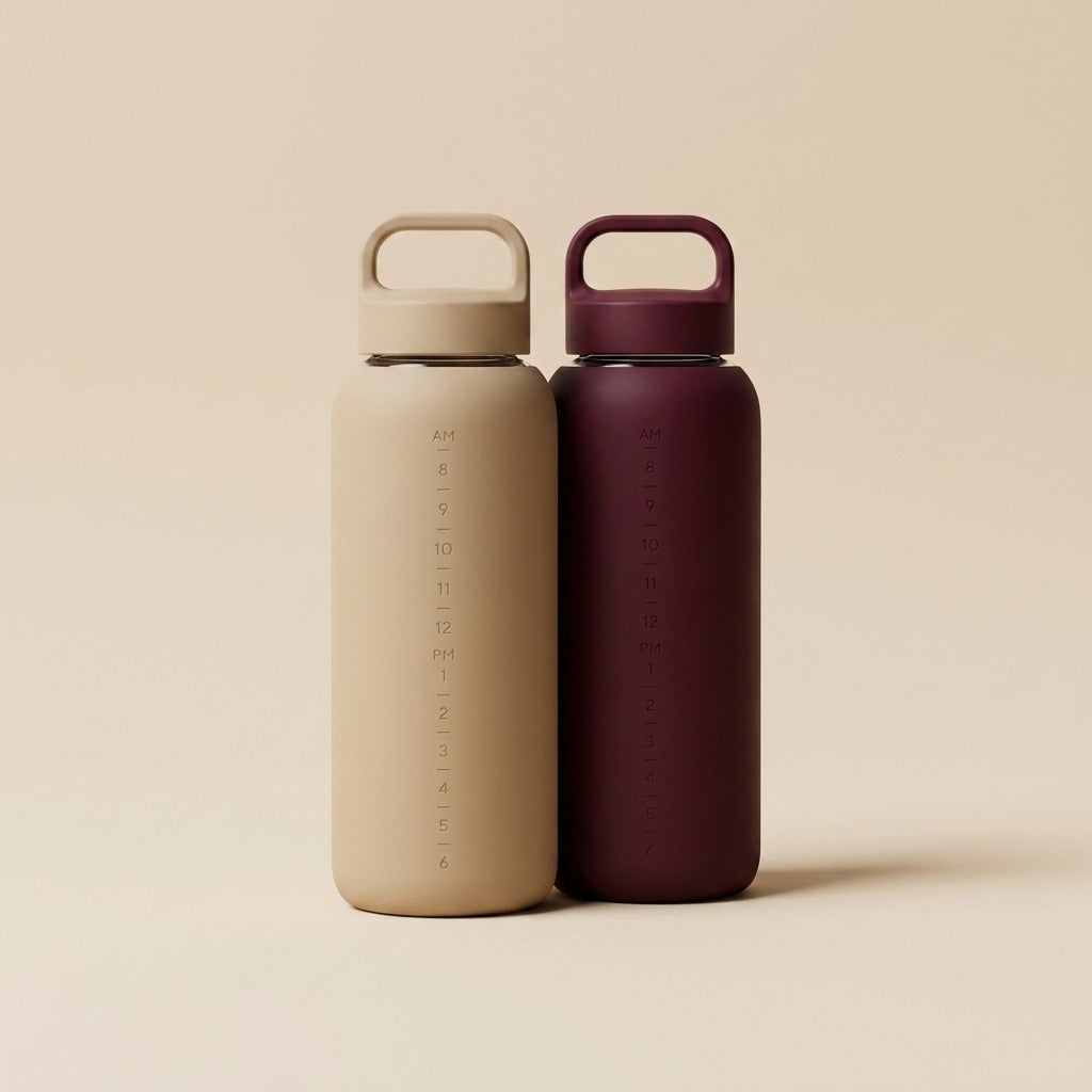 Deux gourdes Bevu, sable et cerise