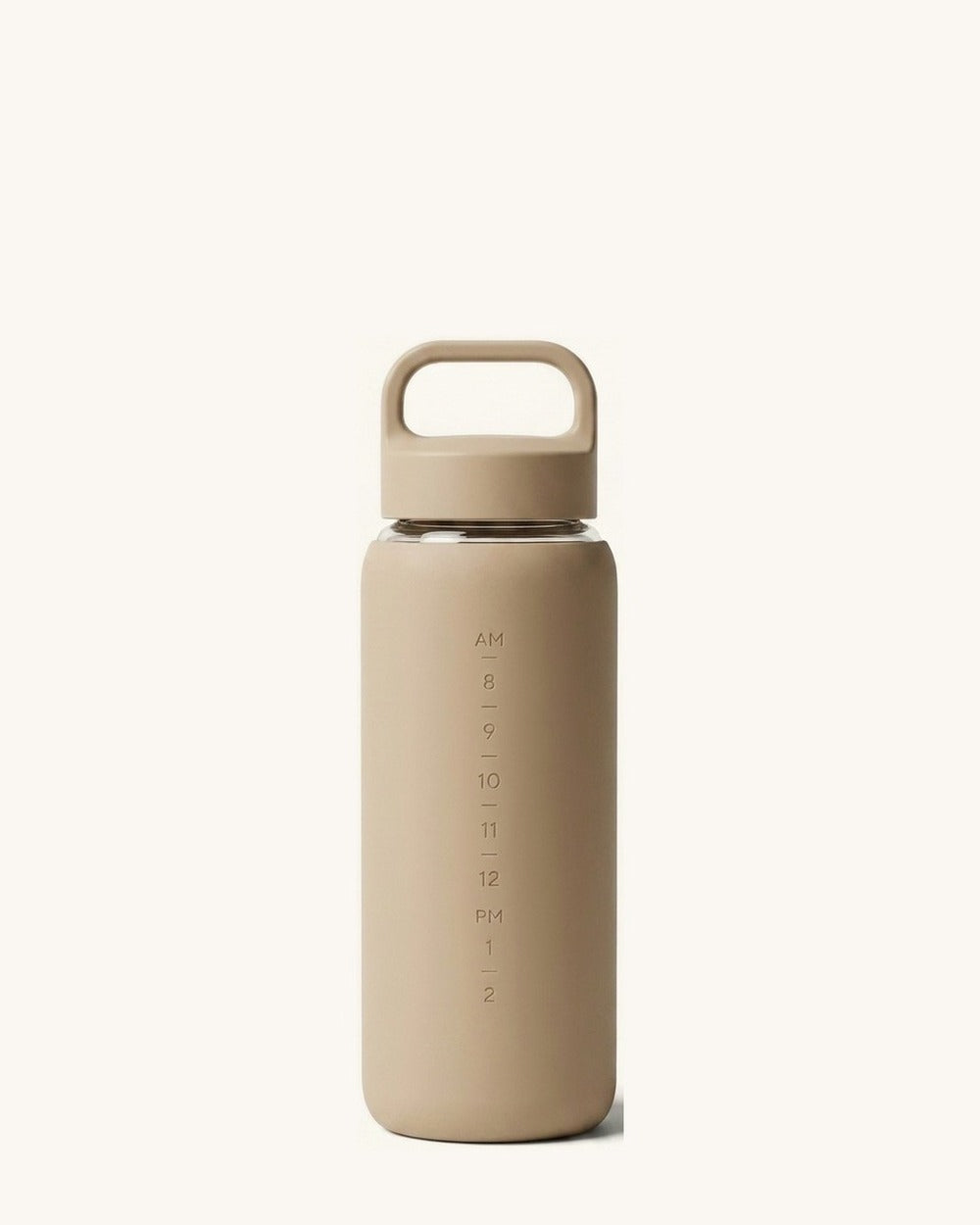 Gourde Bevu 500 ml en verre, manchon sable, à l'échelle des trois formats